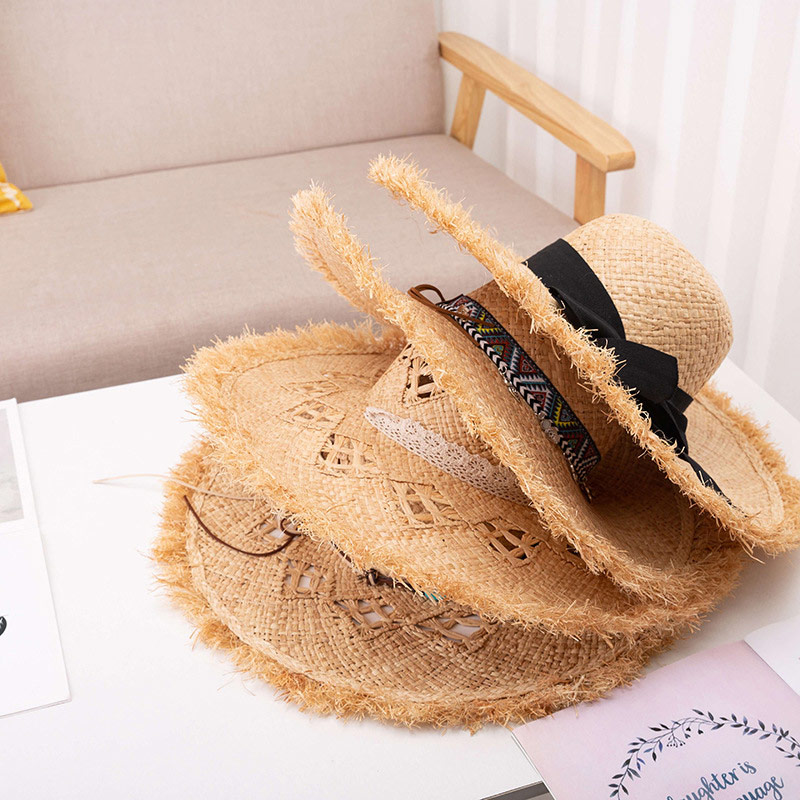 Custom Design Lady Beach Raffia stråfloppy hat