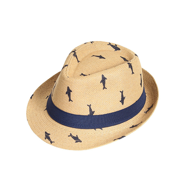 Brugerdefineret logo børne halm Fedora hat