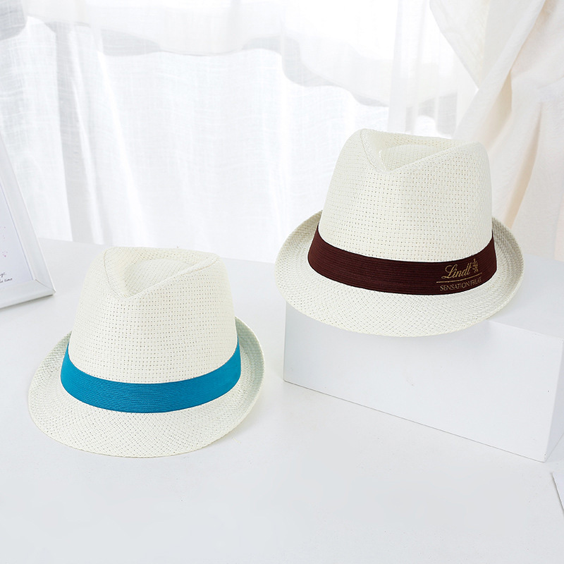 Golden Logo Trilby Sun Straw Hat til promovering